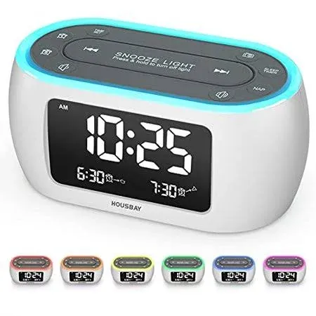 Generic HOUSBAY Glow Small Alarm Clock for Bedrooms with 7 Color Night Light, Dual Alarm, Dimmer, USB Charger, Y