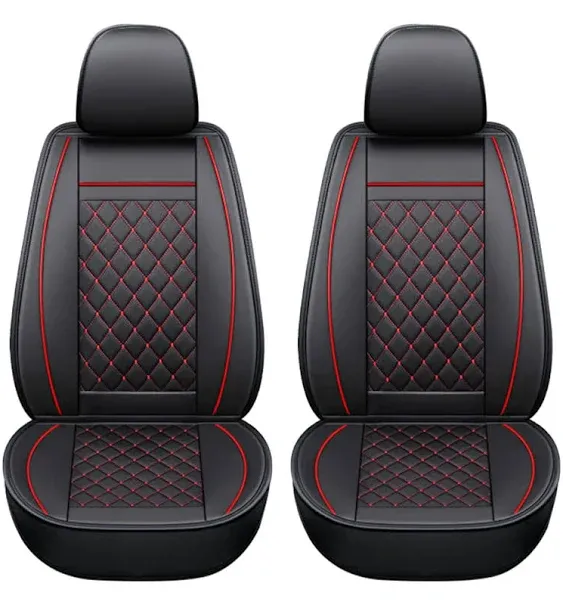 GIANT PANDA Custom Fit 2 Pack Front Car Seat Covers Fit for Toyota Sienna 2021 2022 2023 2024 7 Seat, Luxury Seat Covers for car, Faux Leather - (Black)