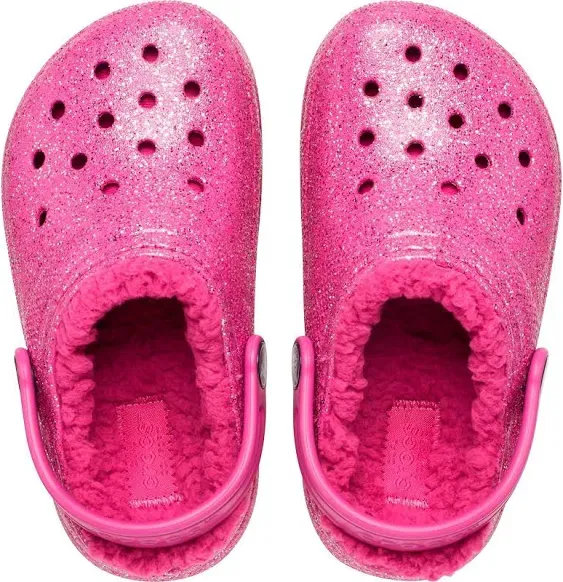 Crocs Kids Classic Lined Glitter Clog T Gold/Pink Croslite Clogs