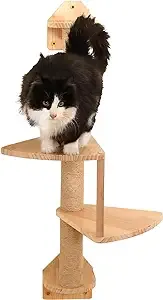 Seleeka Wall Mounted Cat Step Ladder Wooden Scratching Posts for Indoor... 