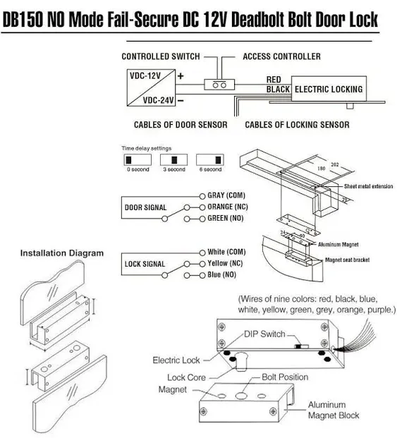 UHPPOTE Fail-Secure Deadbolt Electric Drop Bolt Lock 12VDC for Narrow Door