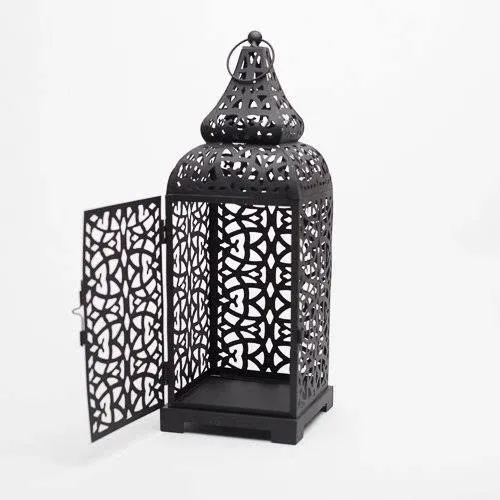 Richland Moroccan Temple Metal Lantern Black 15" (1)