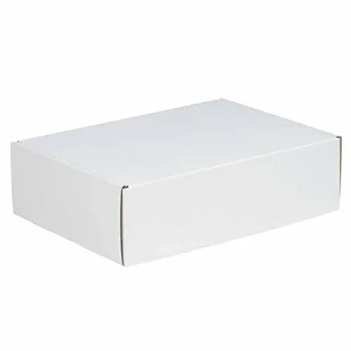 Boxes Fast BFMFL18124 Deluxe Literature Cardboard Mailers, 18 x 12 x 4 Inches, Corrugated Die-Cut Shipping Boxes, Large White Mailing Boxes (Pack of 25)