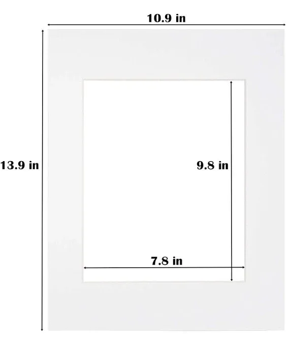 Egofine 11x14 White Picture Mats Pack of 14, Frame Mattes for 8x10 Pictures, Acid Free, 1.2mm Thickness, with Core Bevel Cut