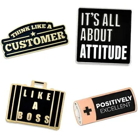 PinMart&#039;s Customer Service Positive Attitude Corporate Enamel Lapel Pin Set