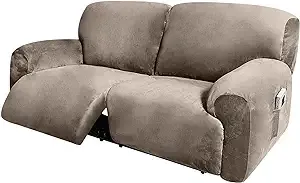 ULTICOR Extra Wide 75" - 100", Reclining 2 Seater Sofa, Extra Wide Reclining Love Seat Slipcover, 6-Piece Velvet Stretch, Reclining Sofa Covers, Thick, Soft, Washable (Light Grey)ULTICOR Extra Wide 75" - 100", Reclining 2 Seater Sof…