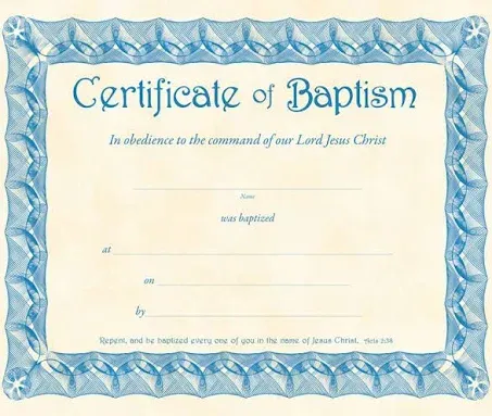 Baptism Certificate - Parchment