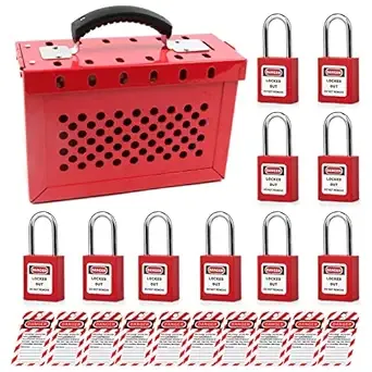 Lockout Tagout Lock Box Loto Box Kit Safety Padlock Box and 10 Loto Locks and...