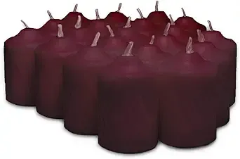 Burgundy Mulberry Scented Votive Candles - 15 Hour Long Burn Time - Textured Finish - Box of 20