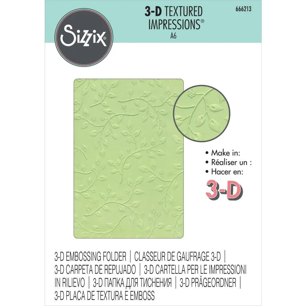 Sizzix Summer Foliage 3D Embossing folder #666213 Retail $11.99