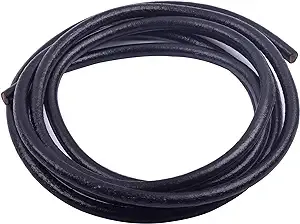 KONMAY 80mm Round Real Leather Cord, 2 Meters Black Leather String Cord for ...