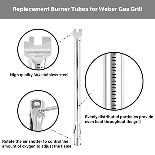 GARNETIN 7636 15.3" Flavorizer Bars and 69787 18" Grill Burners for Weber Spirit I&II 300 Series Spirit E310 S310 E320 S320 E330 S330 SP-330 Replacement Parts with Front Control Knobs