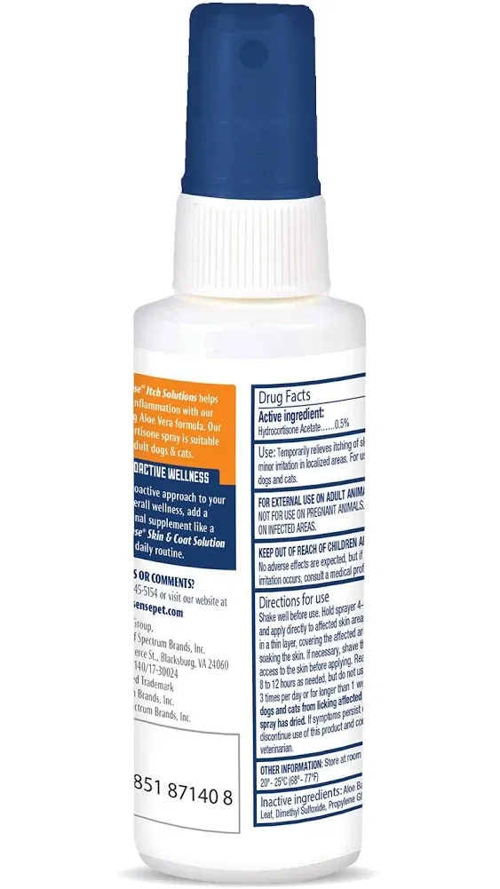 ProSense Itch Solutions Hydrocortisone Spray 4 Ounces, for Dogs and Cats