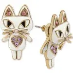 $35 Betsey Johnson while Enamel cat earrings  Jackets BE1G