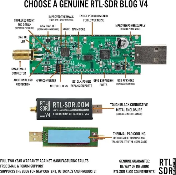 V4 R828D RTL2832U 1PPM TCXO HF Bias Tee SMA Software Black