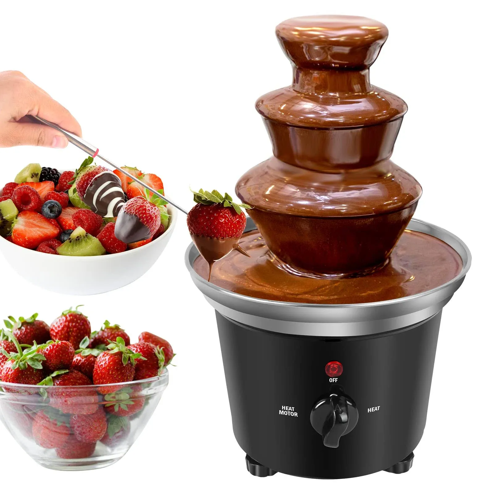 Chocolate Fondue Fountain,Plastic Chocolate Melt Dipping Machine Warmer.1.2 Pound ...