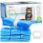 10 Pack Cat Litter Refill Bags 100% Enhanced Odor Control Litter Refills Generic Compatible with Litter Genie and Pet Genie Pail, Included One Non-original Refill Cartridge