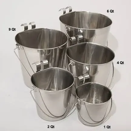 Indipets Heavy Duty Flat Sided Stainless Steel Pail 9-Quart