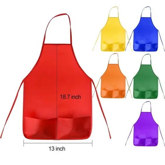 KUUQA Kids Art Apron with Two Pockets Children Painting Smocks Bulk for Craft Home Kitchen Classroom Painting Supplies