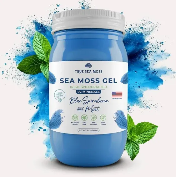 TrueSeaMoss Wildcrafted Irish Sea Moss Gel – Nutritious Raw Seamoss Rich in Minerals, Proteins & Vitamins – Health Supplement, Vegan-Friendly Made