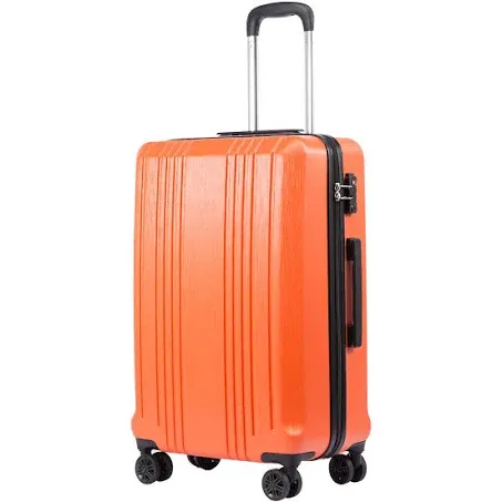 Coolife Luggage Suitcase PC+ABS with TSA Lock Spinner Carry on Hardshell Lightweight 20in 24in 28in(orange, S(20in_carry on))