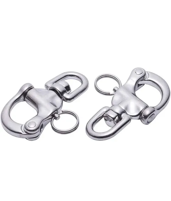 Boat Jaw Swivel Eye Snap Shackle,Quick Release Bail Rigging Sailing Boat Marine 316 Stainless Steel Clip, Pack of 2