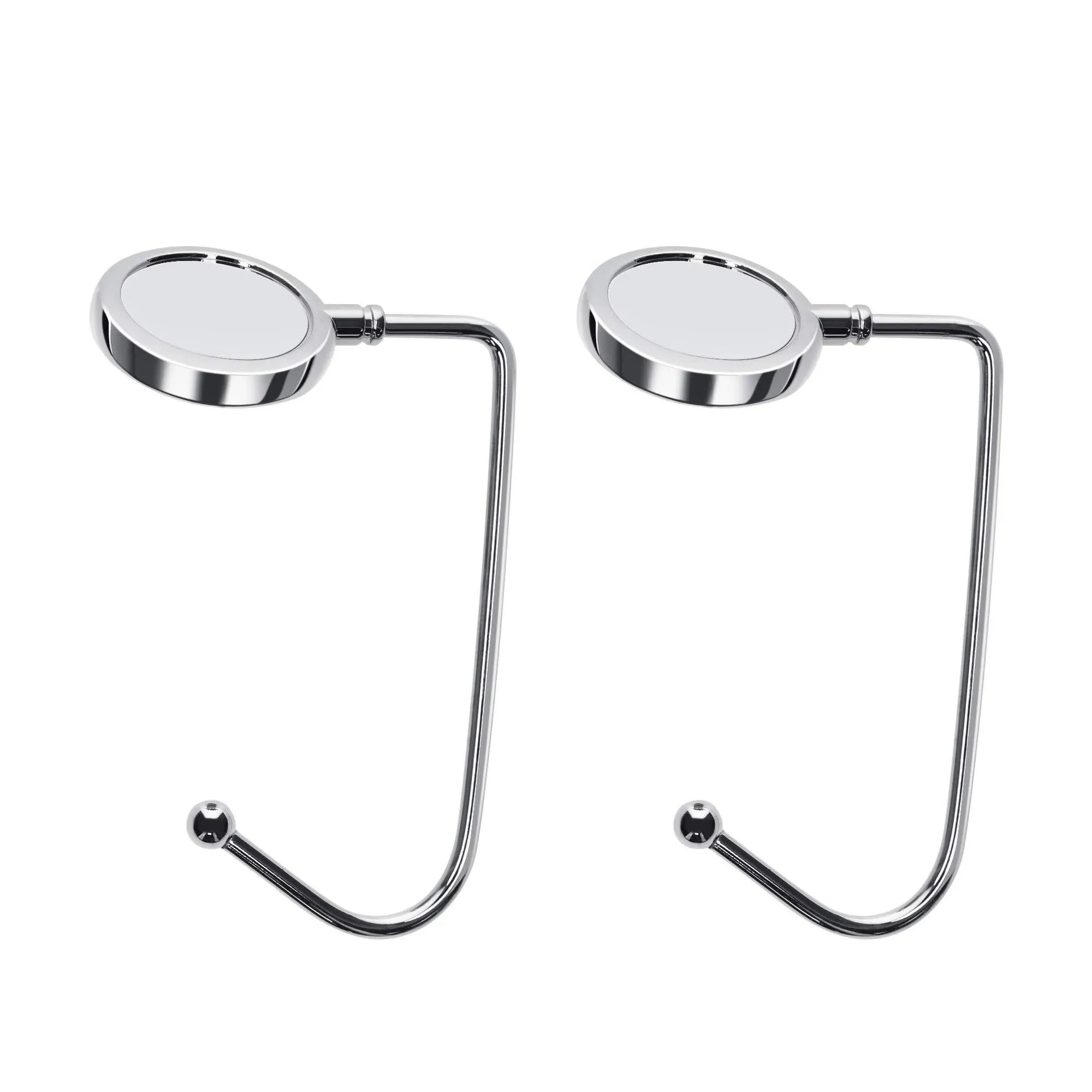 kwmobile Purse Hooks for Table - Set of 2 Metal Handbag Hook Holder Hand Bag Hanger for Tables, Desks, Silver