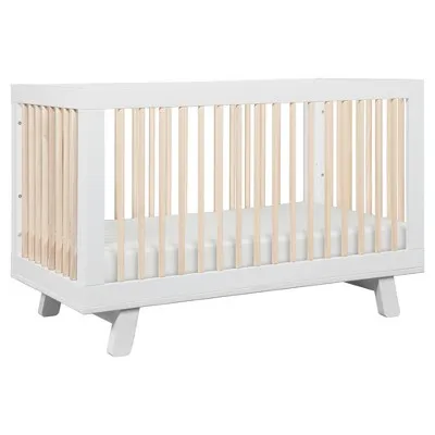 Babyletto Hudson 3-in-1 Convertible Crib with Toddler Bed Conversion Kit - White/Washed Natural