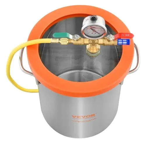 VEVOR 3 Gallon Vacuum Chamber, Upgraded Tempered Glass Lid Vacuum Degassing Chamber, 304 Stainless Steel Chamber, for Stabilizing Wood, Resin