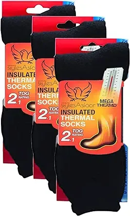 UNIQUE STYLES ASFOOR 3 Pack Thermal Heated Hiking Socks For Men, Thick Warm Winter Socks For Outdoors