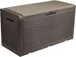 100 Gallon Large Resin Deck Box Outdoor Storage with Cushion for Patio Furniture