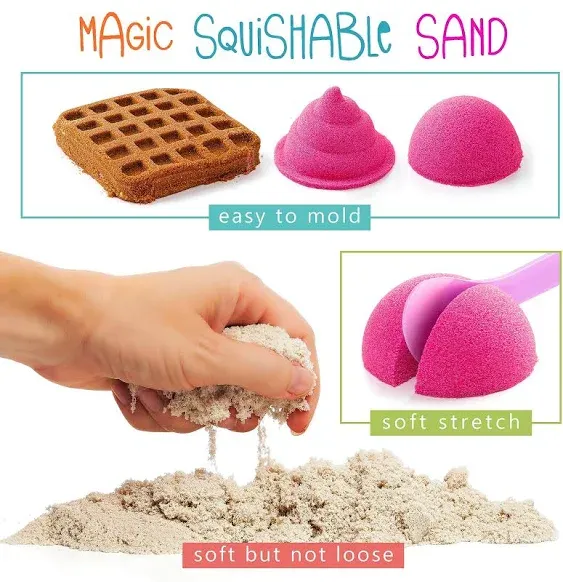 Sensory bin - 29 pcs Ice Cream Toy Shop Play Sand Kit with 9 Ice Cream Sand Toys, 1.7 LB Moon Sand for Kids, Sandbox with A Lid - Pretend Play Sensory Toys for Girls and Boys Age 3-5 and Up