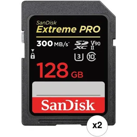 SanDisk 128GB Extreme PRO UHS-II SDXC Memory Card (2-Pack)