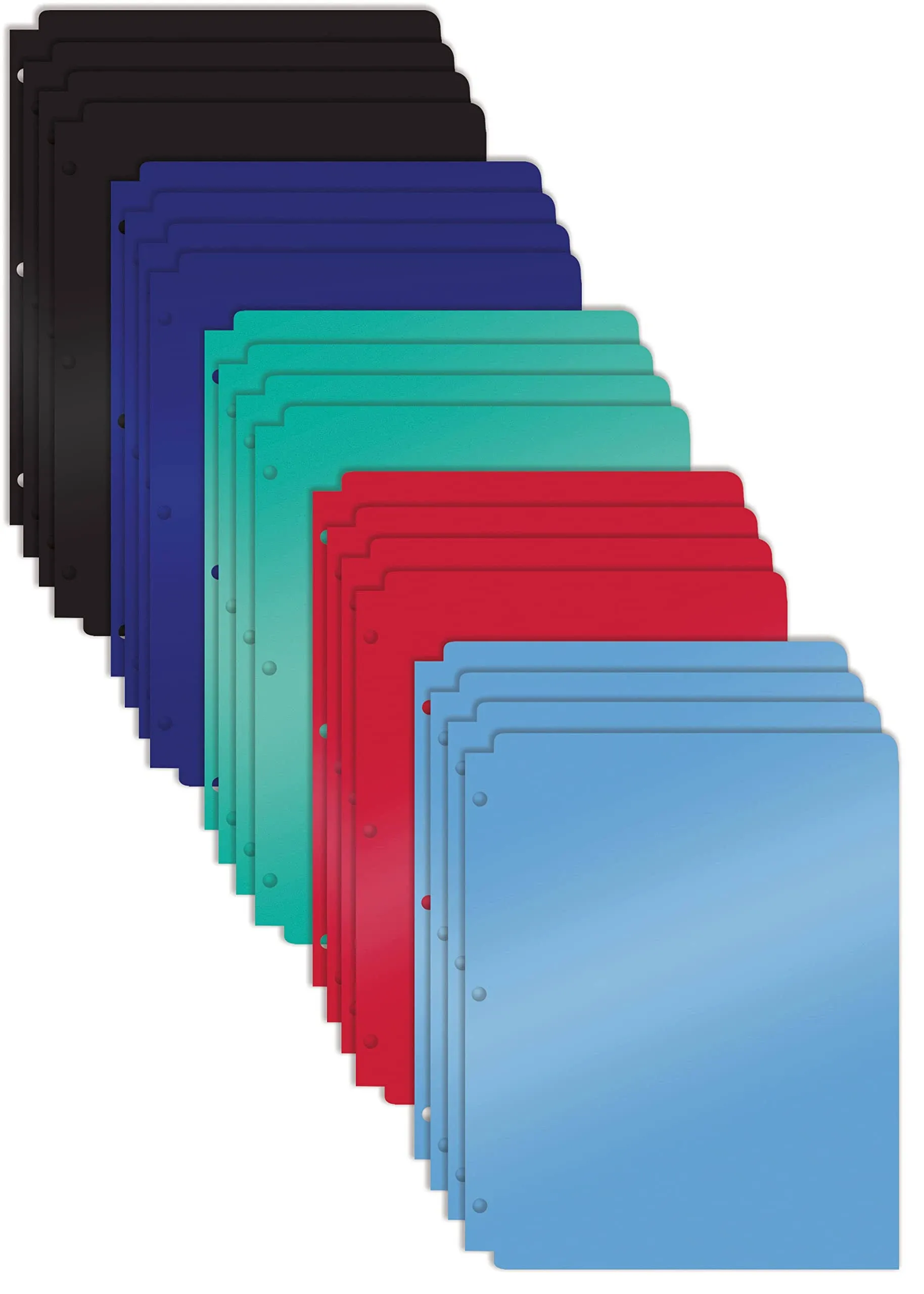 Better Office Products 3 Hole Punch Pocket Folders, 20 Pack Bulk Folders, Sturdy Plastic 2 Pocket Folders, Assorted Primary Colors, Letter Size, with Business Card Slot, 20 Count