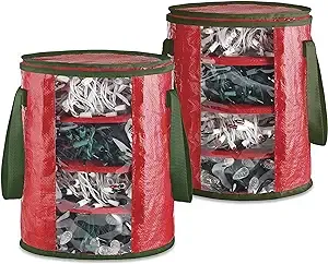 Whitmor Christmas Light Storage Bags Set of 2 Red/Green Red/ Green 