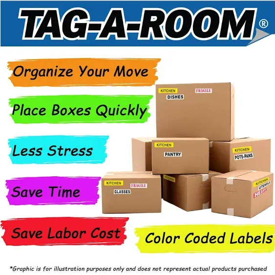 Tag-A-Room Moving Labels Color Coded 800 Count