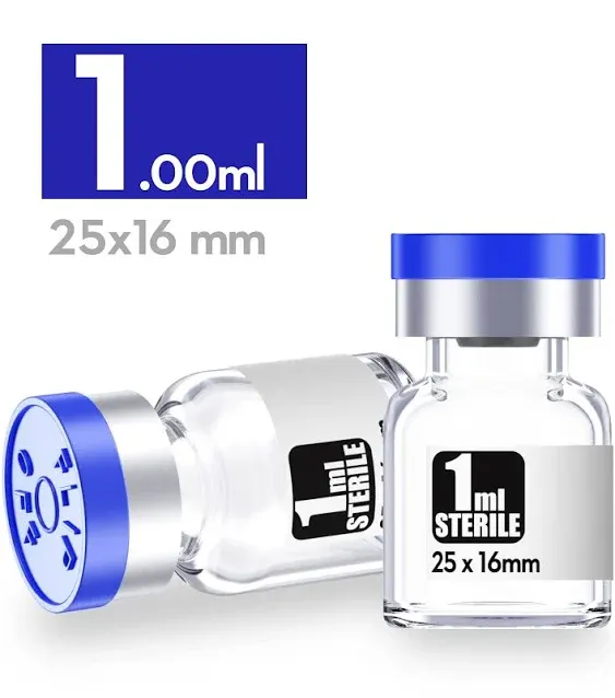 Ks-Tek Sterile Empty Vials with Self Healing Injection Port,with Aluminum Plastic Cap,Sterile Package (2ml Clear,10)