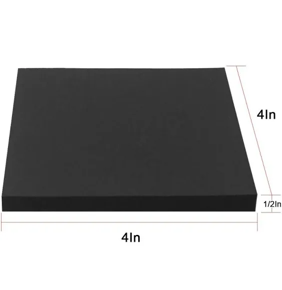 Storystore Foam Sheets Self Adhesive Closed Cell Foam Neoprene Rubber Sheets Insulation Anti Vibration Foam Rubber Pads with Adhesive, Black (4" x 4" x 1/2", 8)