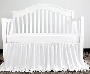 3 Tiered Ruffled Crib Skirt Baby Girl Nursery Bedding Dust Ruffle (3 Tiered Peach)…