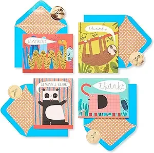 Papyrus Thank You Cards with Envelopes, Animals (20 Count)