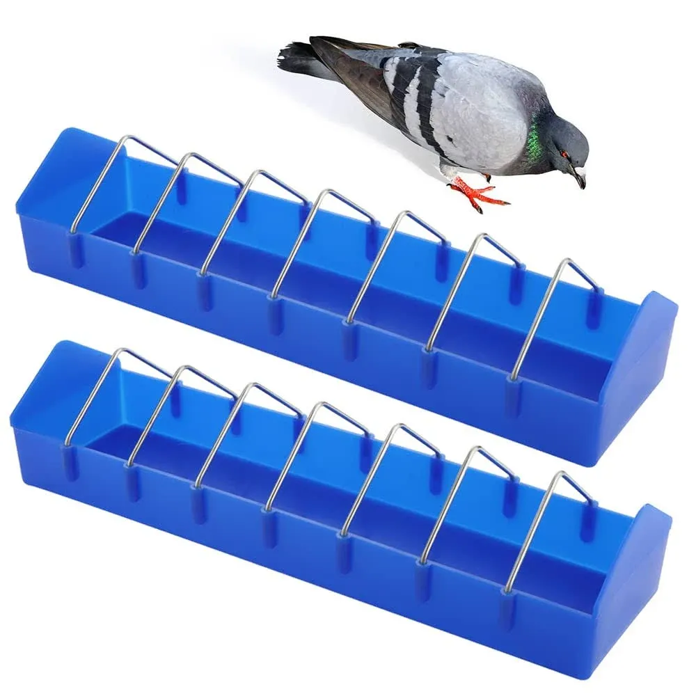 2 Pack Large Pigeon Feeder Thick Durable Slot Container Feeding Dish Food Dispen