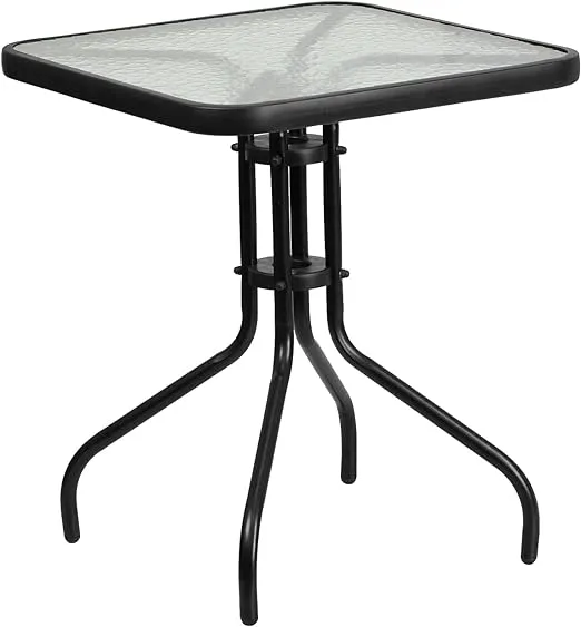Flash Furniture Barker 23.5'' Square Tempered Glass Metal Table