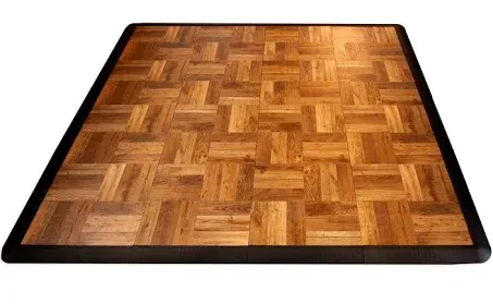 Big Floors 3X3DKOAKFLOOR Interlocking Lightweight Plastic Modular Dance Floor Kit (3' x 3'), Dark Oak, 21 Piece