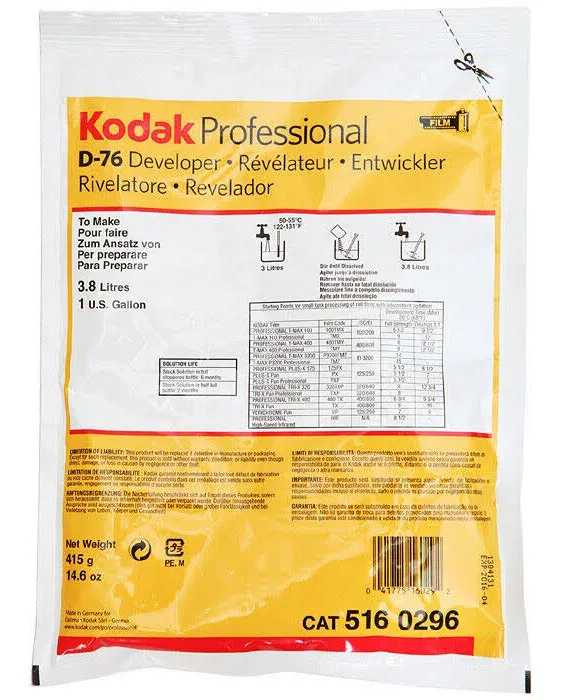 Kodak D-76 Black & White Film Developer Powder 3.8L (1Gallon) CAT 516 0296