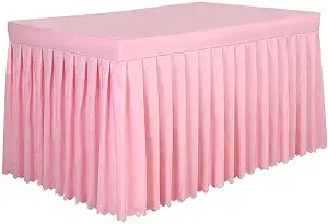 Tina 6ft Table Skirt Fitted Tablecloth, Fitted Table Covers for 6 Foot Pink