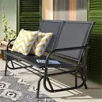 Nuu Garden Steel Outdoor Glider Bench - Black