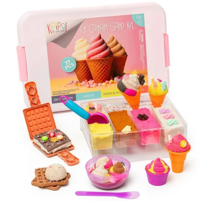 Sensory bin - 29 pcs Ice Cream Toy Shop Play Sand Kit with Ice cream Sand Kit