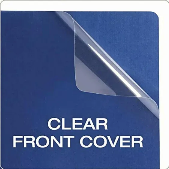 Oxford Linen Clear Front Report Cover, Navy, Letter Size, 5 per Pack, (50443)