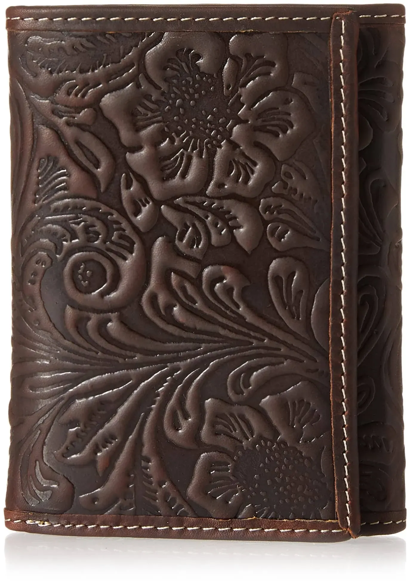 Lucky Brand Men's Western Embossed Leather Trifold Wallet - Brown