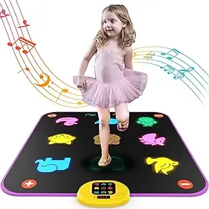 Luminous Dance Mat for Kids, Great Volume Control, Small Animal Dance Pad with 5 Gaming Modes, Large Size 35'' X 40'', Ideas Birthday Toys for Age 3+ Year Old…